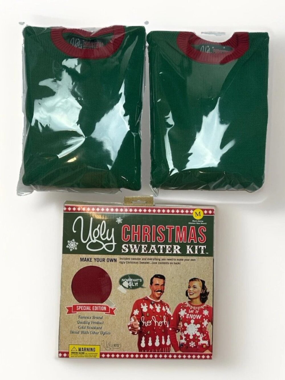 🎄 3 DIY Ugly Christmas Sweaters Craft Kit Lot S/M Holiday Party NEW Unisex 🎄